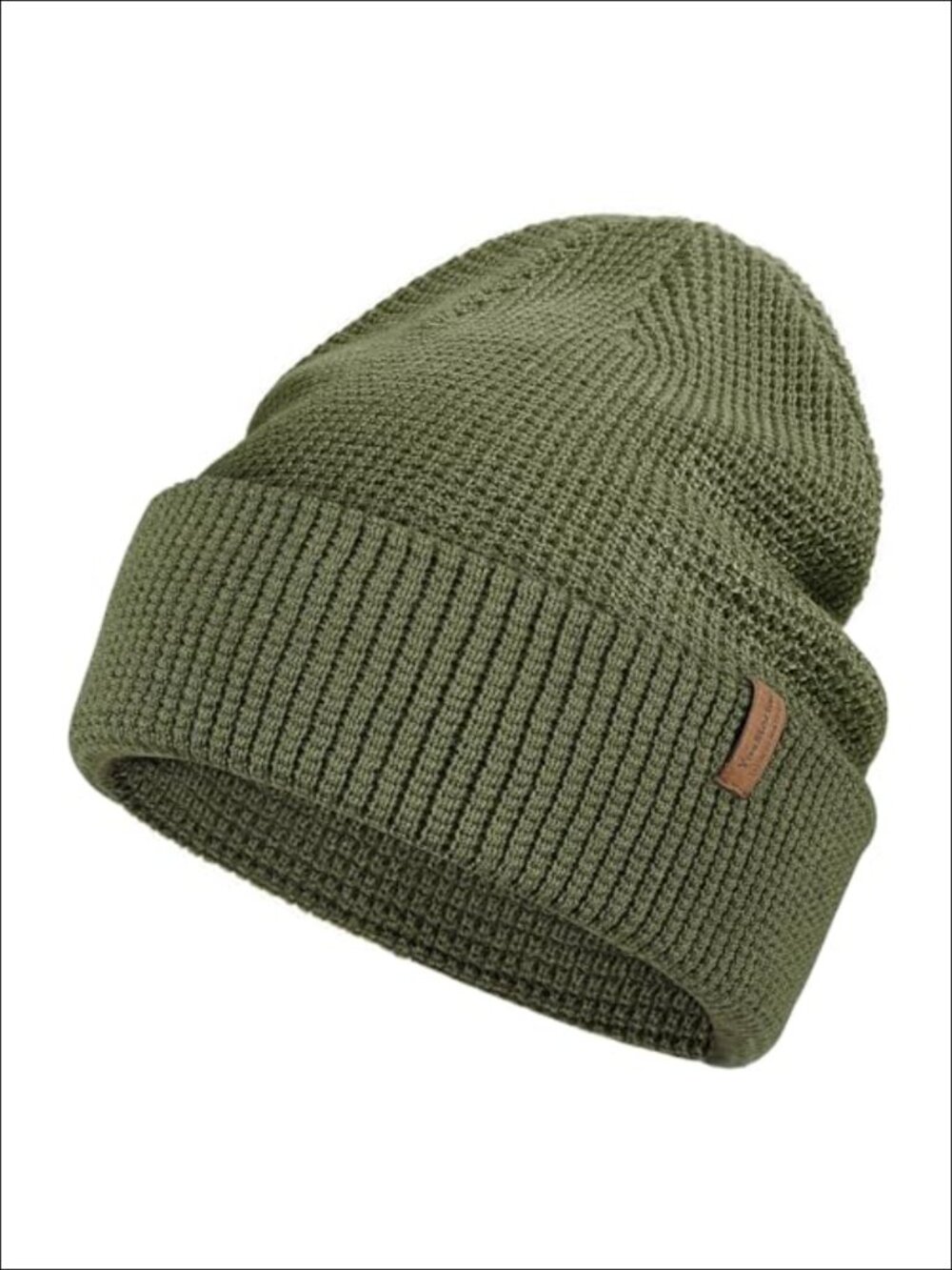 Merino Wool Blend Beanie Waffle Knit Slouch Cuffed Ski Hiking Outdoor Hat